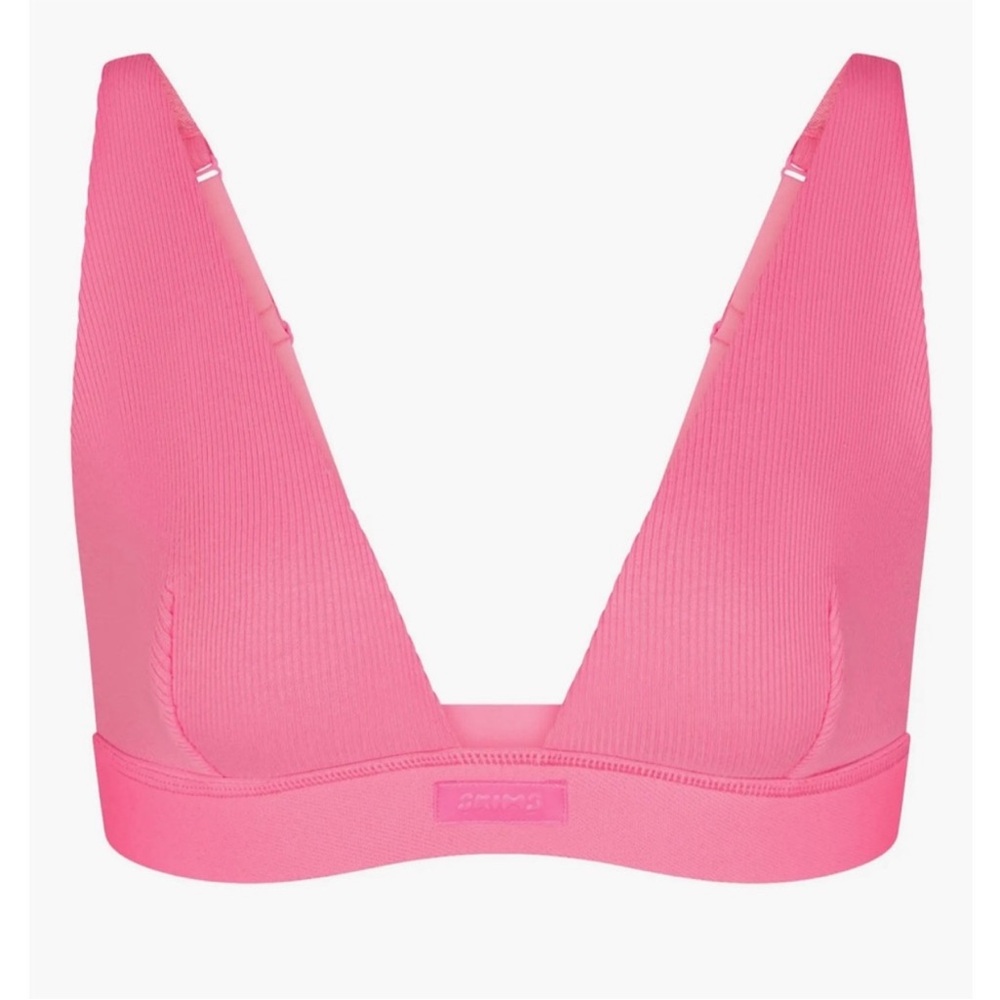 B29 NWT Skims Cotton Rib Plunge Bralette in Sugar Pink Size M